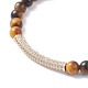 Round Natural Tiger Eye Beads Stretch Bracelet for Girl Women BJEW-JB07151-02-4
