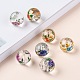 Flower Picture Transparent Glass Round Beads GFB-R004-14mm-M19-6