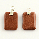 Synthetic Goldstone Pendants with Platinum Tone Iron Findings G-R252-02-1