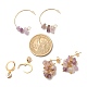 3 Pairs 3 Style Natural Amethyst Chips Beaded Cluster Dangle Stud & Leverback Earrings EJEW-JE04895-04-3