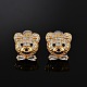 Серьги-гвоздики с медвежьей латунью и микропаве из прозрачных кубических цирконий EJEW-B131-05G-2