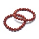 Bracelets extensibles en perles de jaspe rouge naturel BJEW-K212-C-012-1