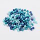 Pandahall 400 piezas 4 mm azul caribeño mezcla perlada cuentas de perlas de vidrio redondas con orificio de 1 mm para pulsera HY-PH0006-4mm-03-2