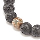 2Pcs 2 Style Natural Lava Rock & Tibetan Agate Round Beaded Stretch Bracelets Set BJEW-JB08312-7