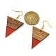 Orecchini pendenti triangolari in resina e legno di noce EJEW-JE05505-02-2