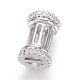 Hollow Brass Micro Pave Clear Cubic Zirconia Beads ZIRC-L085-53P-2