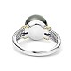シェルパールフィンガー指輪  真鍮パーツ  テクスチャ  フラットラウンド  ブラック  プラチナ  usサイズ8（18.1mm） RJEW-BB61423-B-4