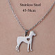 201 Stainless Steel Dog with Heart Pendant Necklace NJEW-OY001-27-3
