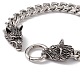 201 bracelet gourmette en acier inoxydable avec fermoir loup pour femme BJEW-E107-06P-4