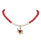 Ожерелье из латуни с кубическим цирконием в форме сердца NJEW-JN04599-02-1