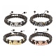 2pcs 2 bracelets de perles tressées en obsidienne naturelle et hématite synthétique serties de léopard en zircone cubique BJEW-JB08119-1