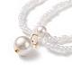Round Shell Pearl Pendant Double Layer Necklace with Glass Seed for Women NJEW-JN03944-4