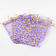 ハートプリントオーガンジーバッグ巾着袋  ギフトバッグ  長方形  紫色のメディア  18x13cm OP-R022-13x18-05-2