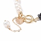 Natural Obsidian & Pearl Beaded Bracelet with Alloy Enamel Heart Charms BJEW-JB08039-06-6
