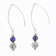 Lapis naturali perline lazuli ciondolano gli orecchini EJEW-JE02811-03-1