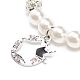 ABS Plastic Imitation Pearl  & Rhinestone Beaded Stretch Bracelet with Alloy Charm for Women BJEW-JB08526-01-4