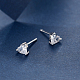 Rhodium Plated Sterling Silver Heart Stud Earrings FR3170-4