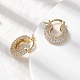 Латунные плоские круглые серьги-кольца с микропаве из прозрачных кубических цирконий EJEW-K318-04B-G-3
