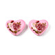 Flower Printed Opaque Acrylic Heart Beads SACR-S305-28-H03-2