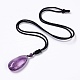 Natural Amethyst Pendant Necklace with Nylon Cord for Women G-G993-C01-3