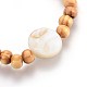 Perles en bois enfants bracelets extensibles BJEW-JB03970-M-4
