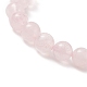 Round Natural Rose Quartz Beaded Stretch Bracelet with Nuggets Charms for Women BJEW-JB09316-02-5