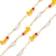 Chaînes à maillons en perles de verre en laiton avec perles d'imitation ABS CHS-P016-39G-07-1