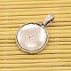 Antique Silver Tibetan Style Pendant Cabochon Settings and Flat Round Transparent Clear Glass Cabochons TIBE-X0004-FF-2