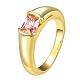 Classic Real 18K Gold Plated Brass Cubic Zirconia Finger Rings RJEW-BB05493-8G-1