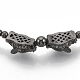 Brass Braided Bead Bracelets ZIRC-T006-22B-01-3