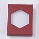 厚紙のジュエリーボックス  リングのために  ネックレス  ピアス  六角形の透明な窓と内側にスポンジ  長方形  ミックスカラー  9.2x7.2x2.5cm CBOX-N012-09-4