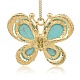 Golden Plated Alloy Rhinestone Butterfly Pendants PALLOY-J227-02G-2