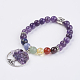 Bijoux bracelet en perles de pierres naturelles & synthétiques avec breloque de chakra BJEW-JB03608-2