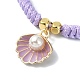 Bracelets pendentif en alliage d'émail en forme de coquille avec perle d'imitation en plastique abs BJEW-JB09882-01-2