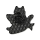 猫エナメルピン  バックパックの衣類用の黒合金ブローチ  レッド  31x29x1.5mm JEWB-H020-07EB-04-2