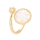 Shell Flat Round Open Cuff Ring with Clear Cubic Zirconia RJEW-P030-01G-1