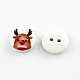2-Hole Printed Wooden Buttons for Christmas X-BUTT-R033-012-2