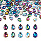 Cheriswelry 100 個 10 色ラインストーンの縫い付け  ファセットガラスラインストーン  マルチ連リンク  プラチナ調合金セッティング  ティアドロップ  ミックスカラー  14x10x6mm  穴：1.2mm  10個/カラー DIY-CW0001-38-3