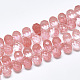 Perle di vetro di quarzo ciliegio fili G-S357-C01-14-1