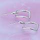 Rectangle Silver Color Plated Brass Stud Earrings EJEW-BB11893-4