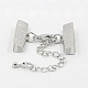 Brass Ribbon Ends with Lobster Claw Clasps and Chains X-KK-K004E-P-1