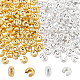 DICOSMETIC 200Pcs 2 Colors Textured Brass Crimp Beads Covers KK-DC0001-22-1