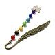 Segnalibro pendente in lega di smalto a farfalla con perla di pietra preziosa chakra AJEW-JK00253-05-4