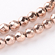 Faceted Round Electroplate Non-magnetic Synthetic Hematite Bead Strands G-L426-01B-4mm-1