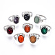 Natural Mixed Gemstone Oval Finger Rings RJEW-N044-03-3