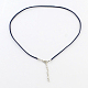 Fabricación de collar de cordón de gamuza sintética de 2 mm con cadenas de hierro y cierres  de pinza de langosta NCOR-R029-04-2