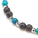 Natural & Synthetic Mixed Gemstone Beaded Stretch Bracelet with Clear Cubic Zirconia Cross for Women BJEW-JB08247-03-6