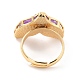人魚のフィッシュテール樹脂調節可能な指輪  女の子の女性のための真鍮の指輪  ゴールドカラー  暗紫色  usサイズ7（17.3mm） RJEW-C009-01A-01-2