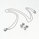 304 fleur en acier inoxydable pendentifs en strass et le Stud ensembles boucles d'oreilles bijoux SJEW-N026-02-1