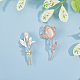 HOBBIESAY 2Pcs 2 Style Crystal Rhinestone Flower Brooch Pins with Cat Eye JEWB-HY0001-19-5